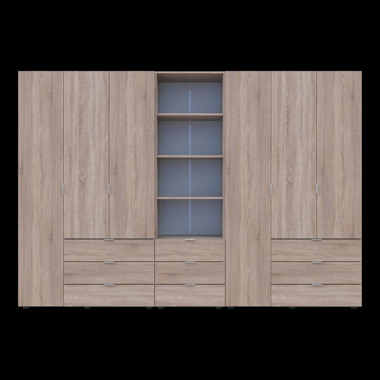 Шкаф для одежды Doros Гелар Дуб сонома 3+3ДСП с пеналом 292.4х49.5х203.4 (DRS-011925)