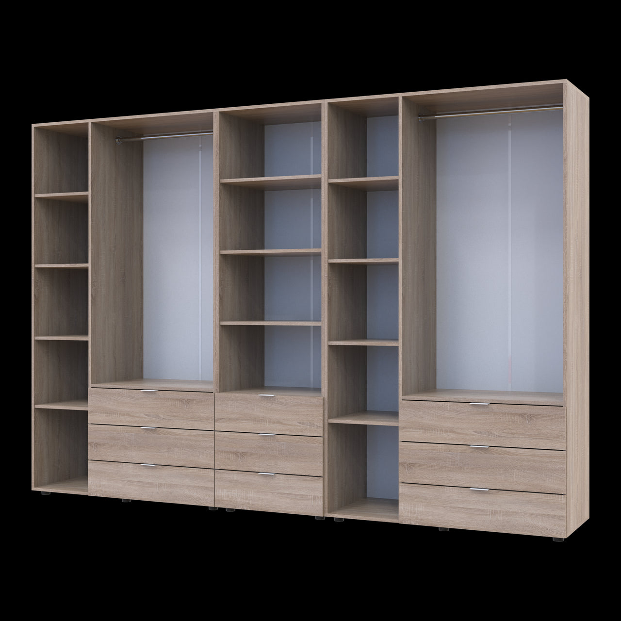 Шкаф для одежды Doros Гелар Дуб сонома 3+3ДСП с пеналом 292.4х49.5х203.4 (DRS-011925)