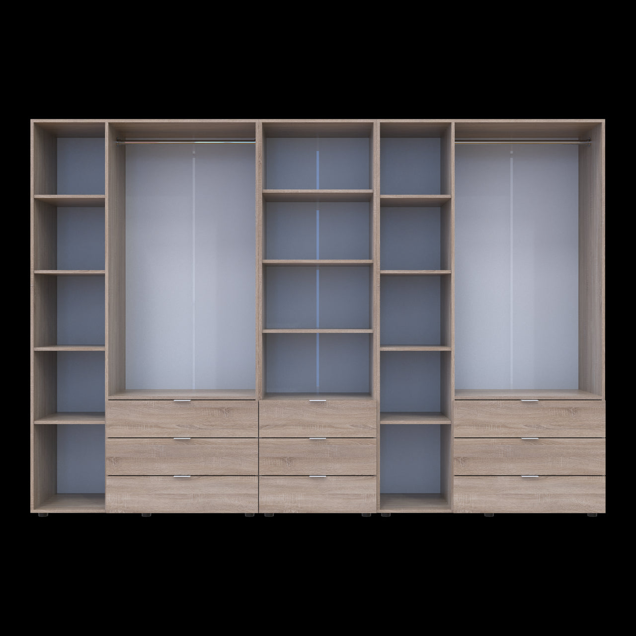 Шкаф для одежды Doros Гелар Дуб сонома 3+3ДСП с пеналом 292.4х49.5х203.4 (DRS-011925)