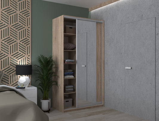 Шкаф-купе двухдверный Doros Сити Лайт 120х45х225 см Дуб сонома/1 Зеркало (DRS-011080)