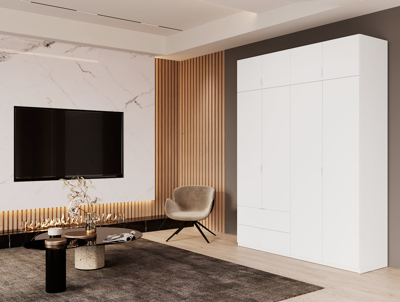 Шкаф распашной с антресолью Doros Лукас 180х50х240 см Белый (DRS-011191)