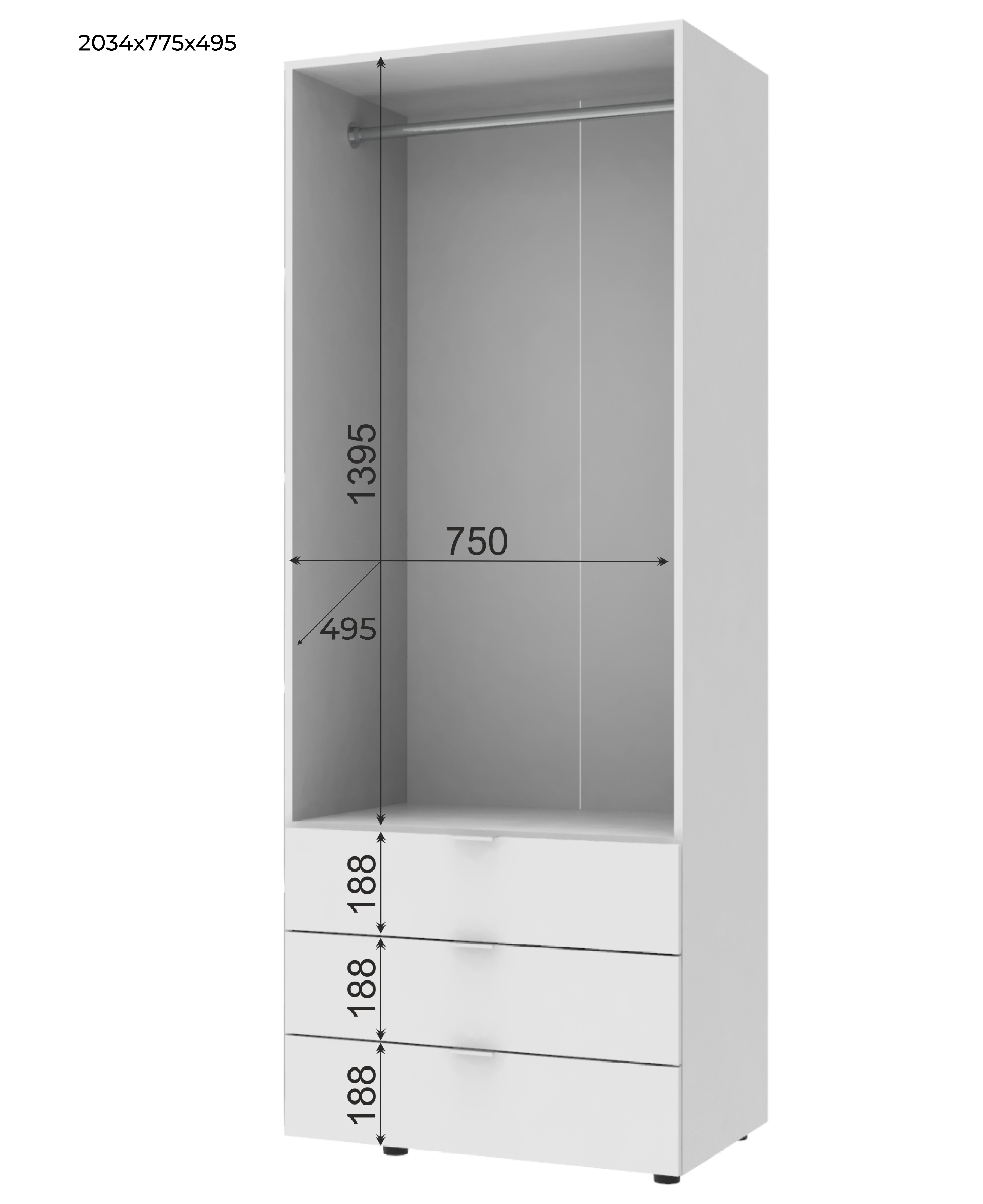 Комплект шкафов для одежды Doros Гелар (2 шт.) 155х49,5х203,4 см Дуб сонома (DRS-011110)