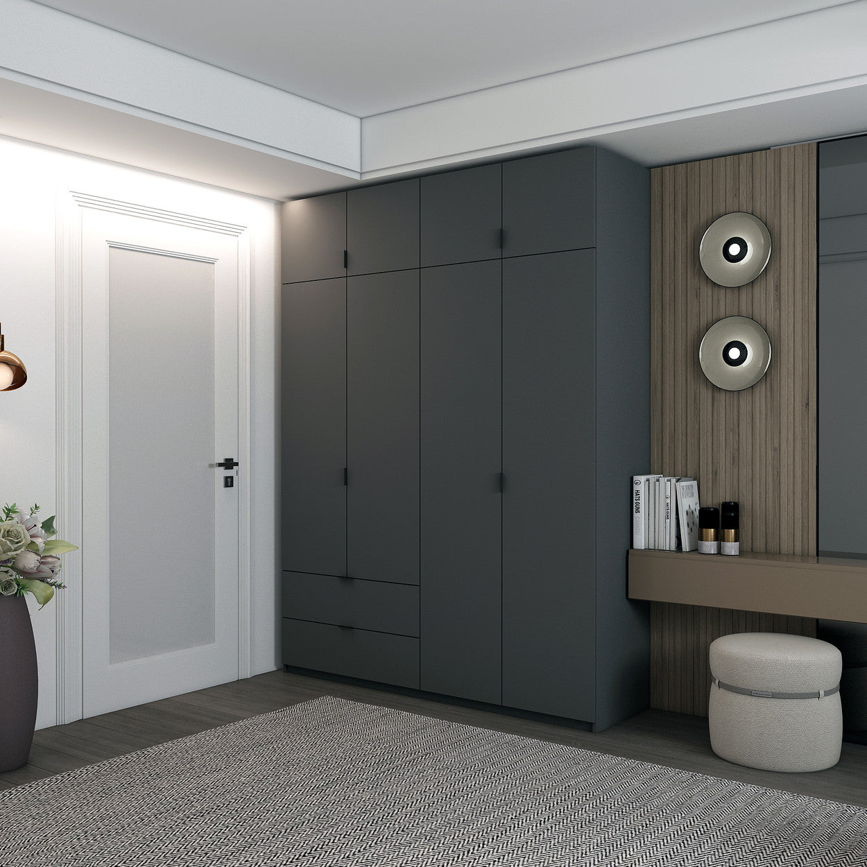 Шкаф распашной с антресолью Doros Лукас 180х50х240 см Графит (DRS-011192)