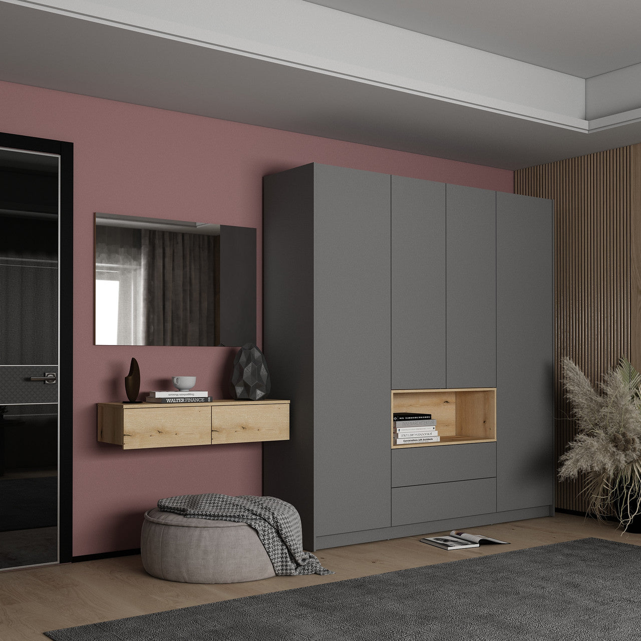 Комплект мебели Doros Левия + зеркало Дуб Эвок 100х32х100 (42005239)