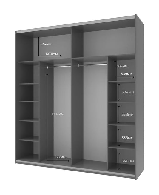 Шкаф-купе двухдверный Doros G-Caiser 220х60х240 см Графит/Белый (DRS-011001)