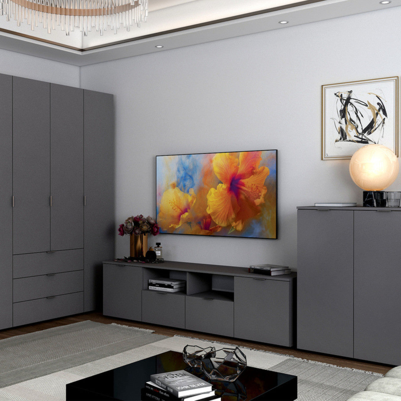 Тумба под ТВ Doros Рон 4 180х38х50 см Графит (DRS-011299)