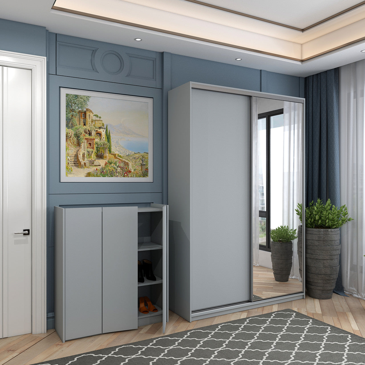 Тумба для обуви Doros Кассель Серый 3 ДСП 97х40х110 (41516225)