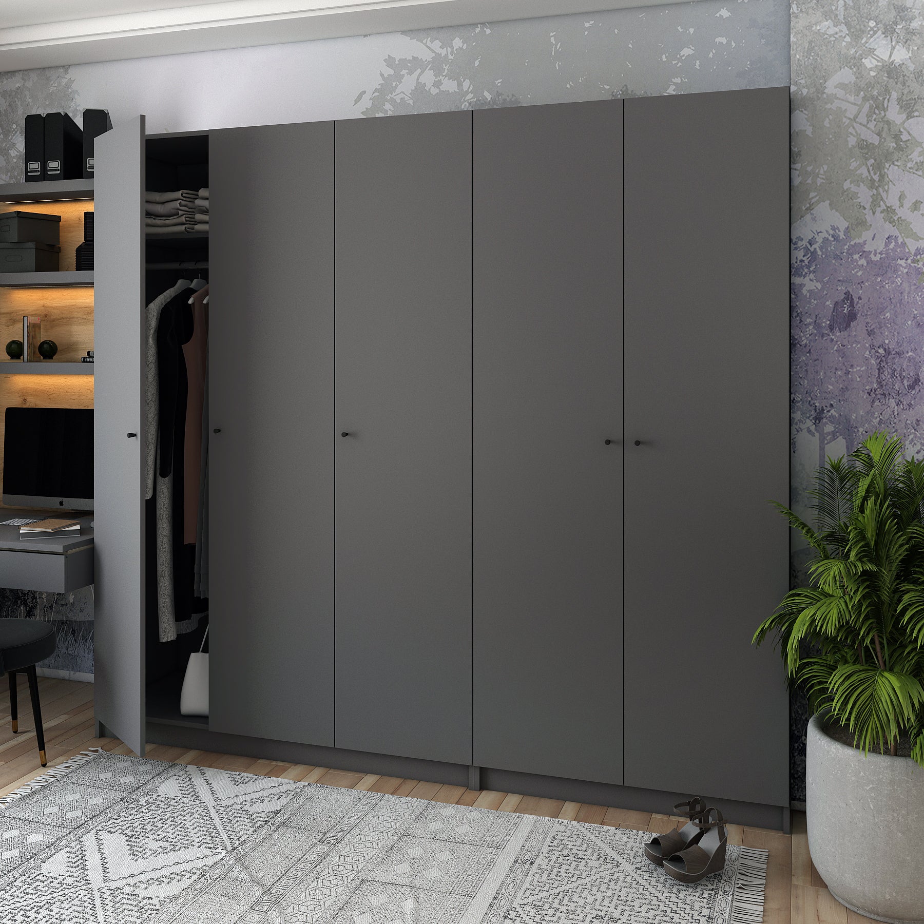 Комплект шкафов для одежды Doros Промо (2 шт.) 225х48х204 см Графит (DRS-011213)