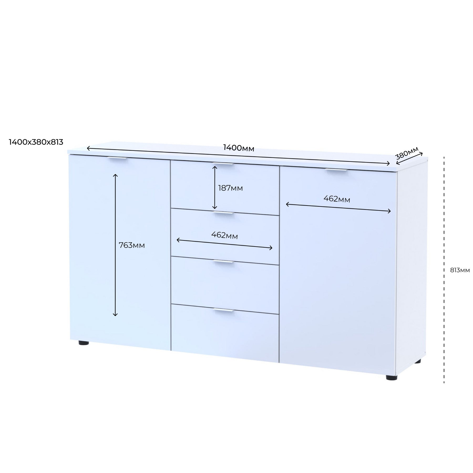Комод в спальню Doros Рон 5 140х38х81 см Белый (DRS-011300)