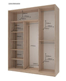 Шкаф-купе трехдверный Doros Сити Лайт 180х60х225 см Дуб сонома/2 Зеркала (DRS-011084)