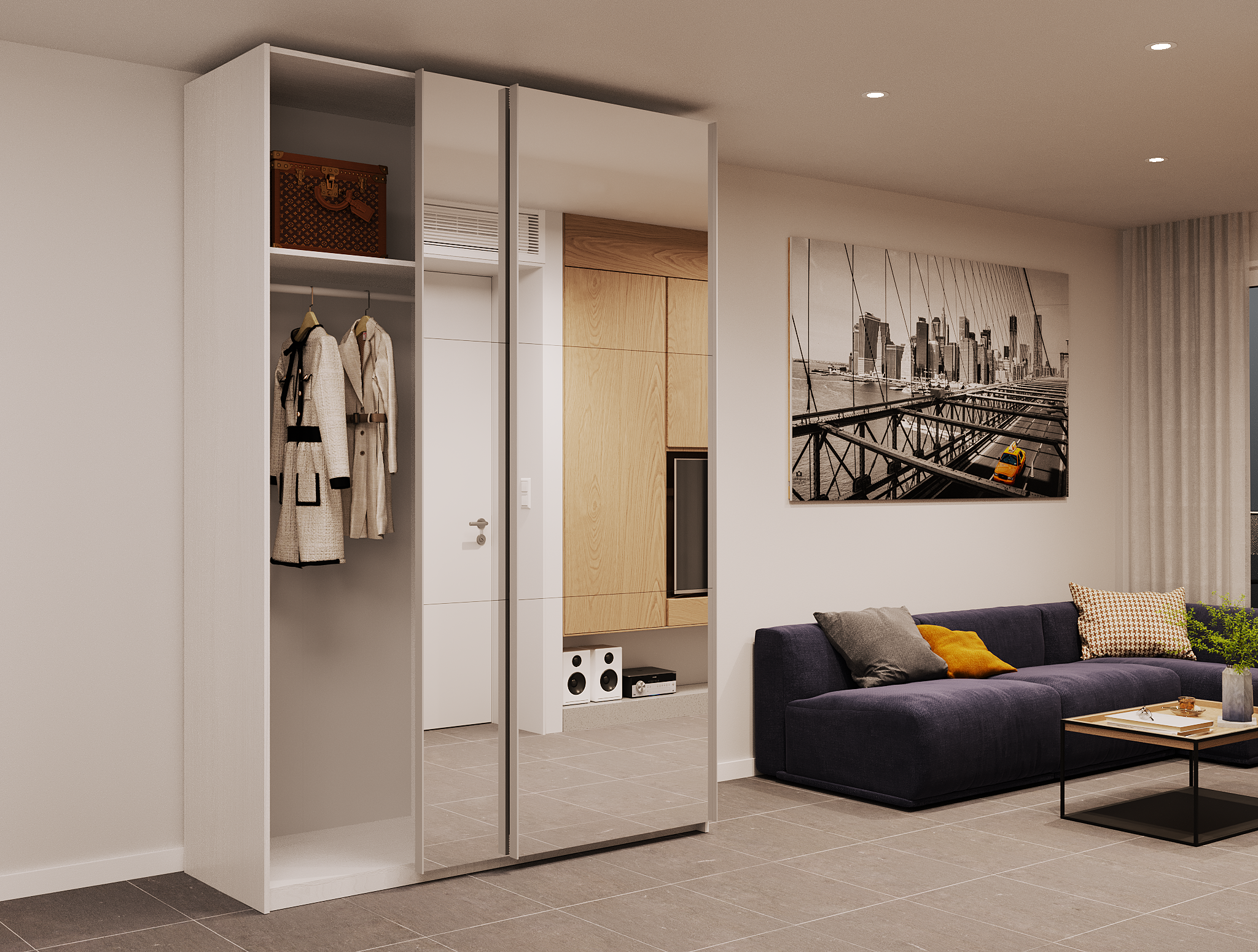 Шкаф-купе двухдверный Doros G-Caiser 160х60х240 см Белый/2 Зеркала (DRS-011024)