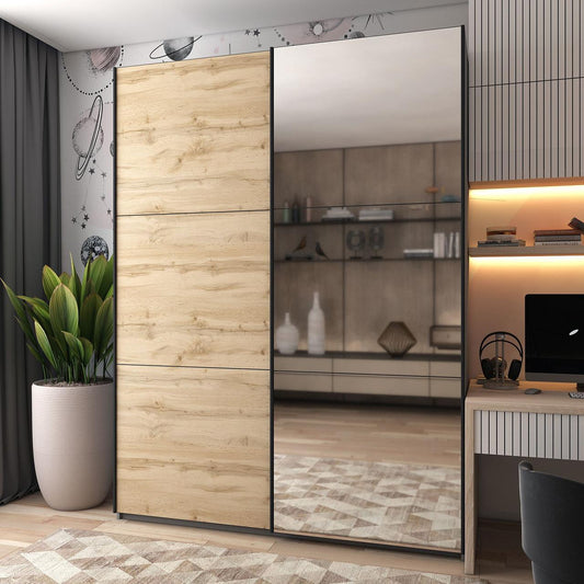 Шкаф-купе двухдверный Doros G-Caiser 180х60х240 см Графит/Дуб евок/1 Зеркало (DRS-011227)