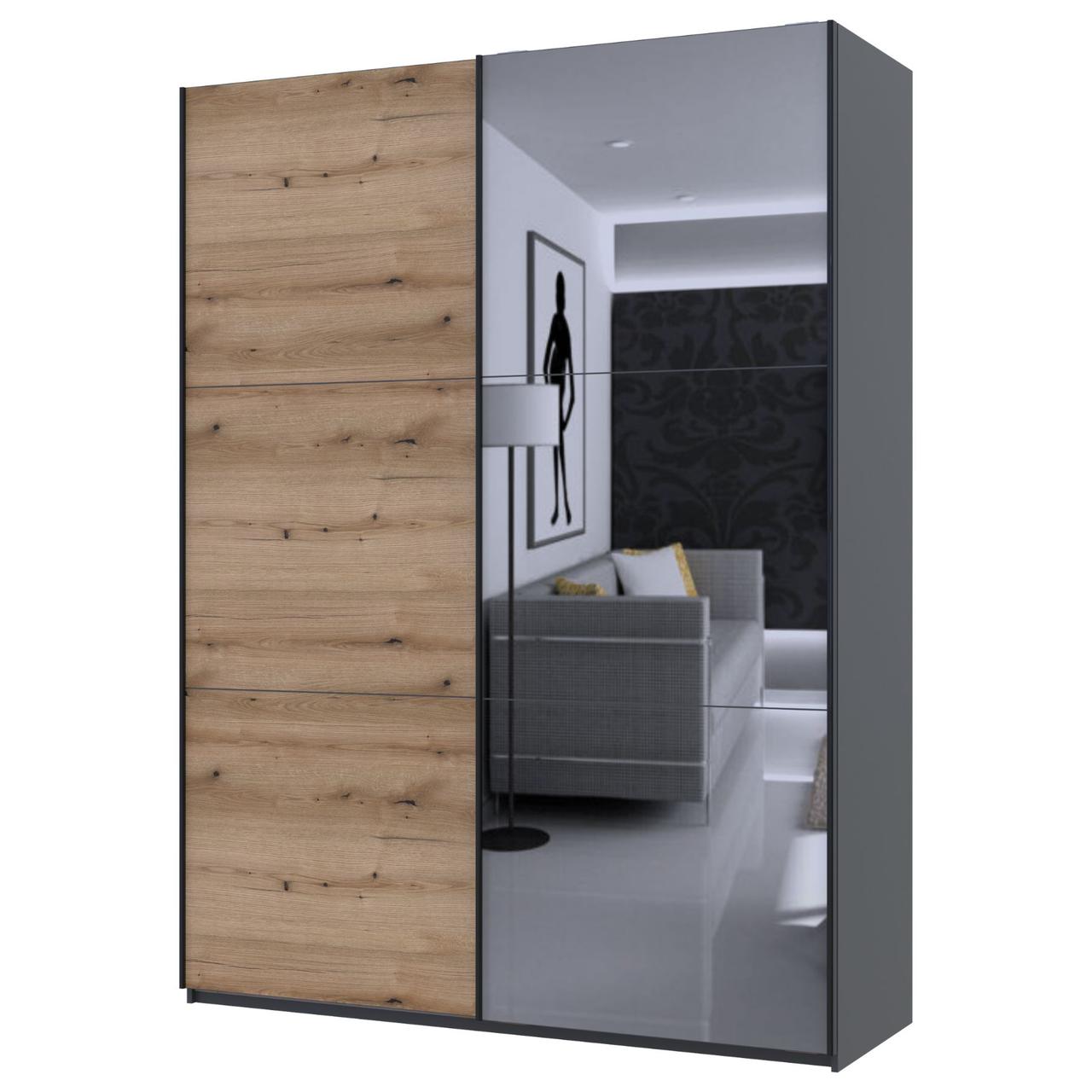 Шкаф-купе двухдверный Doros G-Caiser 180х60х240 см Графит/Дуб евок/1 Зеркало (DRS-011227)