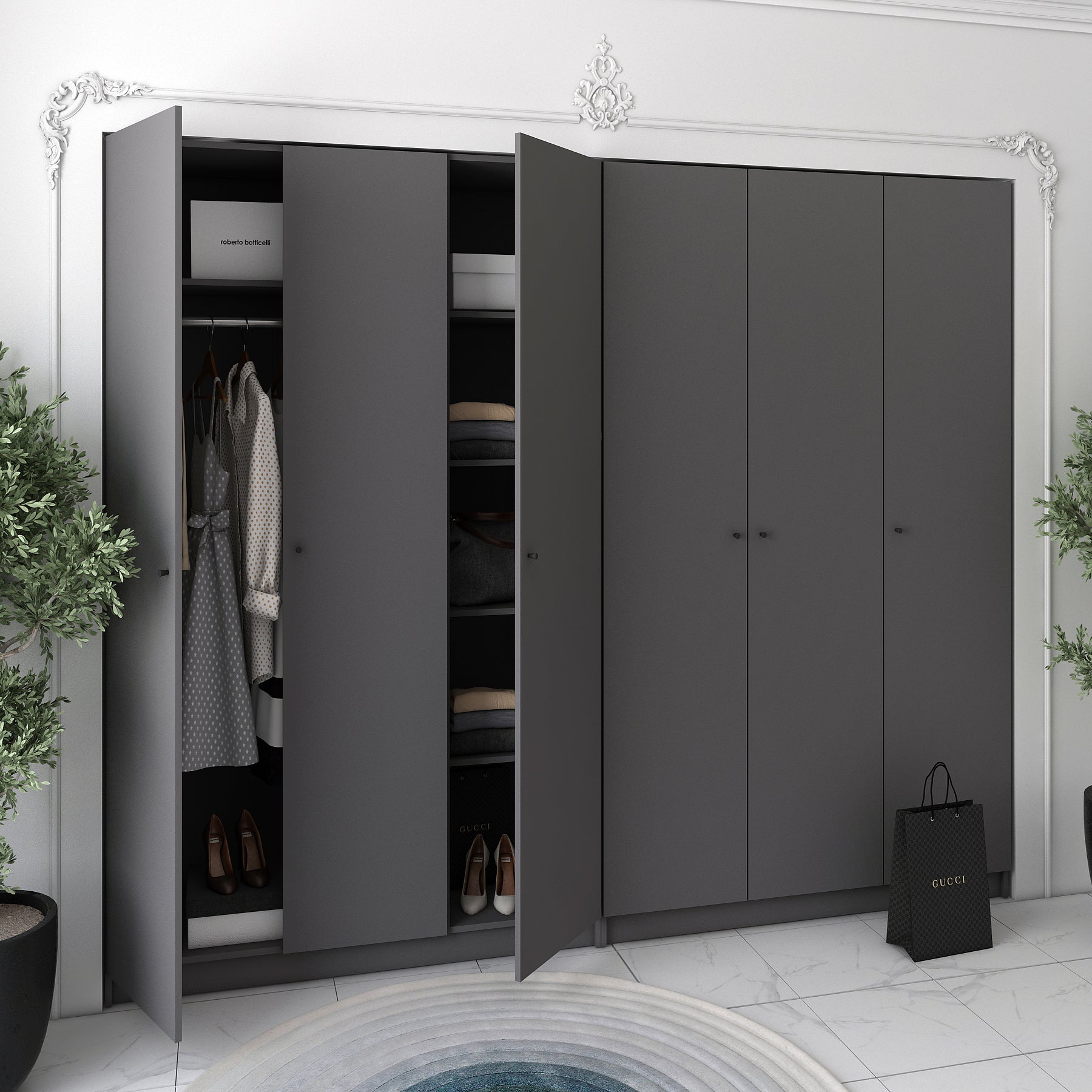 Комплект шкафов для одежды Doros Промо (2 шт.) 270х48х204 см Графит (DRS-011217)