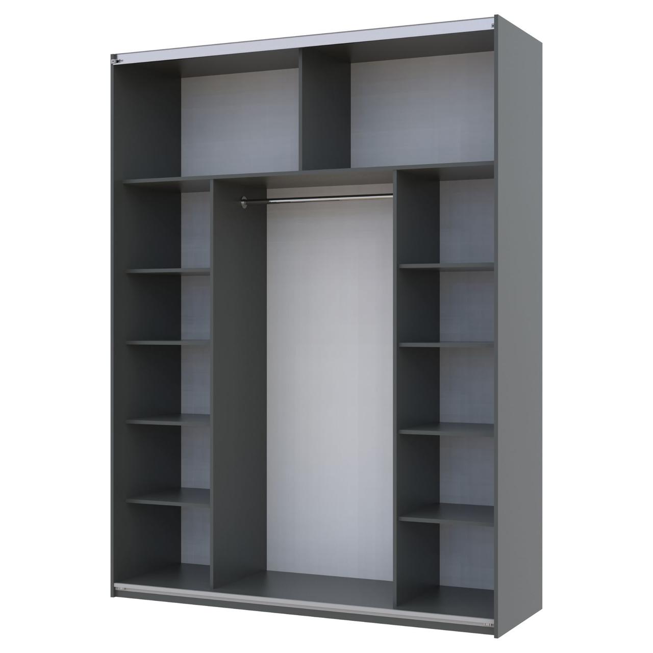 Шкаф-купе двухдверный Doros G-Caiser 180х60х240 см Графит/Дуб евок/1 Черное стекло (DRS-011228)