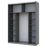 Шкаф-купе двухдверный Doros G-Caiser 180х60х240 см Графит/Дуб евок/1 Черное стекло (DRS-011228)