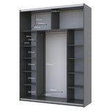 Шкаф-купе двухдверный Doros G-Caiser 180х60х240 см Графит/Дуб евок/1 Черное стекло (DRS-011228)