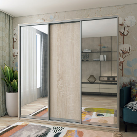 Шкаф-купе трехдверный Doros Сити Лайт 225х60х225 см Дуб сонома/2 Зеркала (DRS-011097)