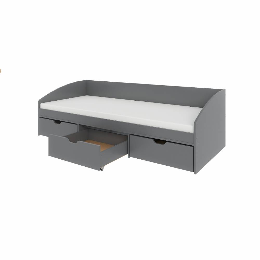 Кровать односпальная с ящиками Эверест Комфорт 3 193х84х59 см Графит (DTM-5728)