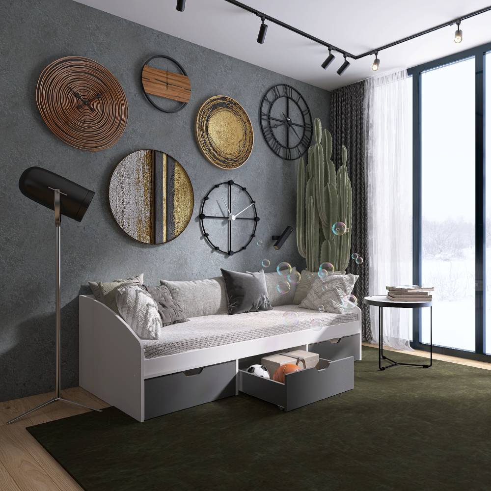 Ящики выдвижные 3 штуки для кровати Эверест Комфорт 3 61х55х21 см Графит (DTM-5732)