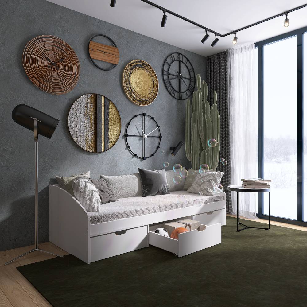 Кровать односпальная с ящиками Эверест Комфорт 3 193х84х59 см Нимфея Альба (DTM-5726)