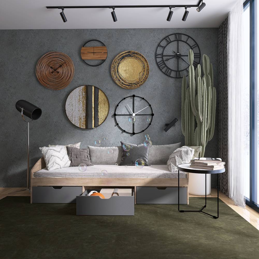 Ящики выдвижные 3 штуки для кровати Эверест Комфорт 3 61х55х21 см Графит (DTM-5732)