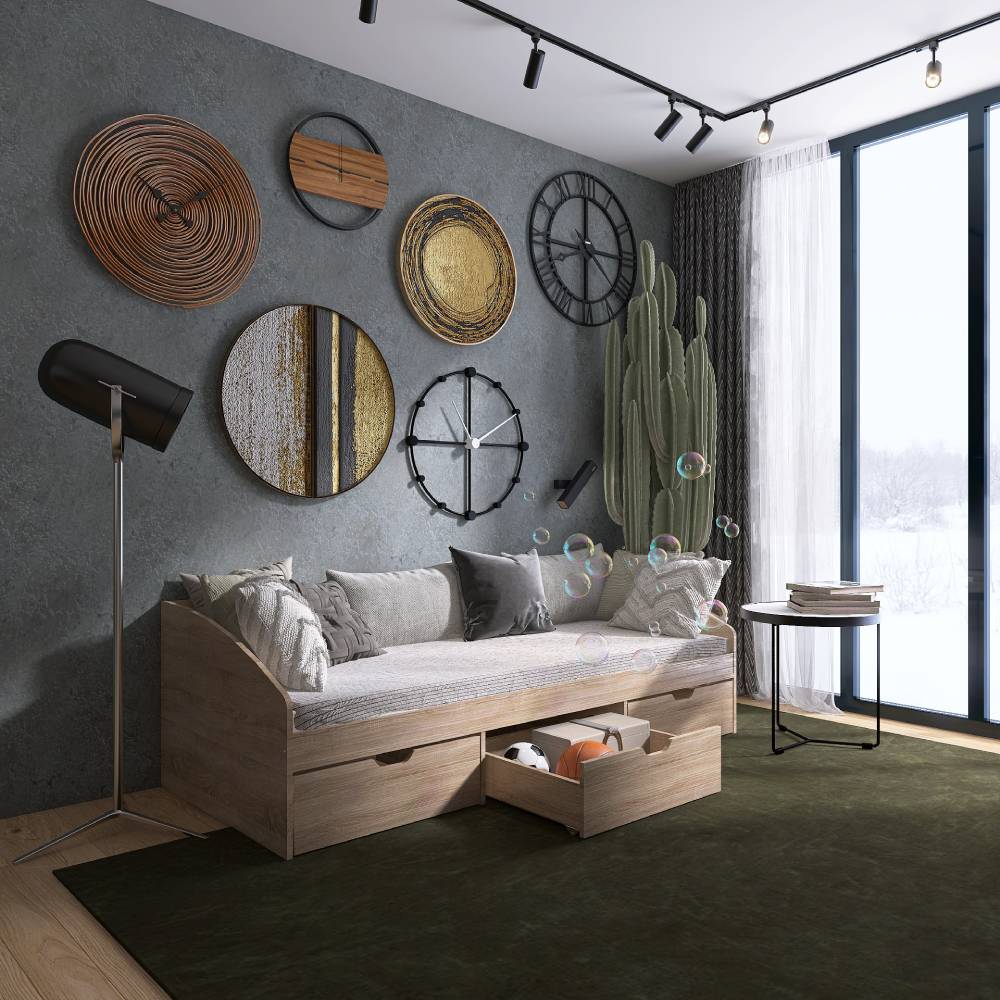 Кровать односпальная с ящиками Эверест Комфорт 3 193х84х59 см Дуб сонома (DTM-5727)