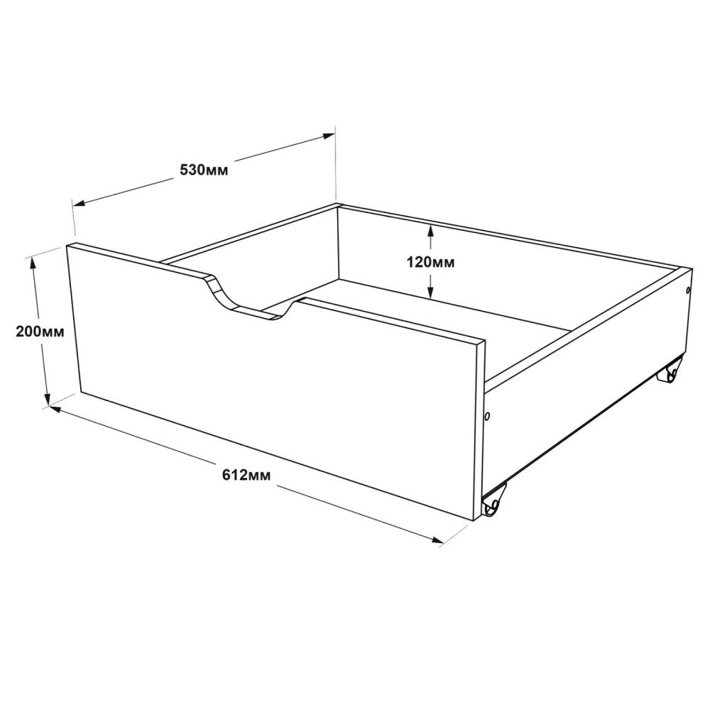 Ящики выдвижные 3 штуки для кровати Эверест Комфорт 3 61х55х21 см Графит (DTM-5732)