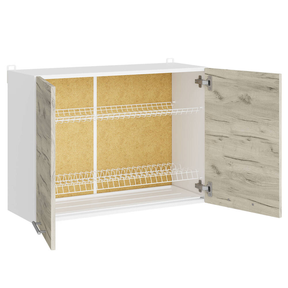 Кухонный модуль с сушилкой для посуды Эверест Эко 800 дуб крафт белый/белый 80х30х58 см (DTM-071006)