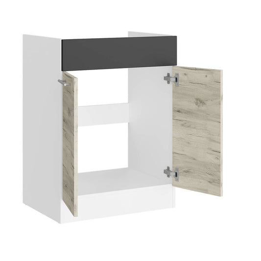 Кухонный модуль под мойку Эверест Эко 600 дуб крафт белый/графит/белый 60х46х82 см (DTM-071022)