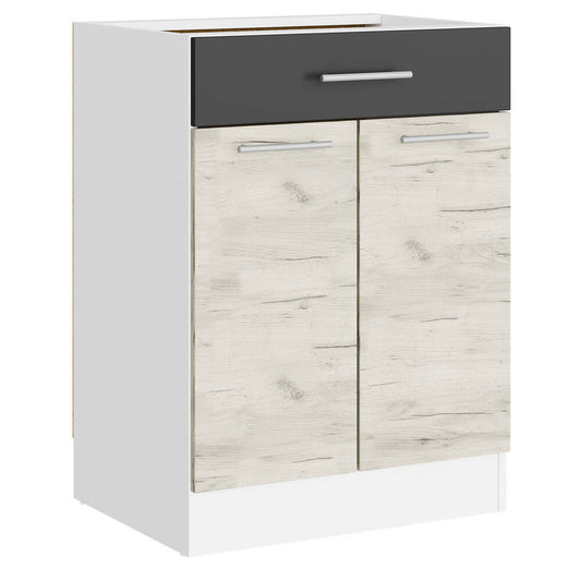 Кухонный модуль нижний с шухлядой Эверест Эко 600 дуб крафт белый/графит/белый (без столешницы) 60х46х82 см (DTM-071023)