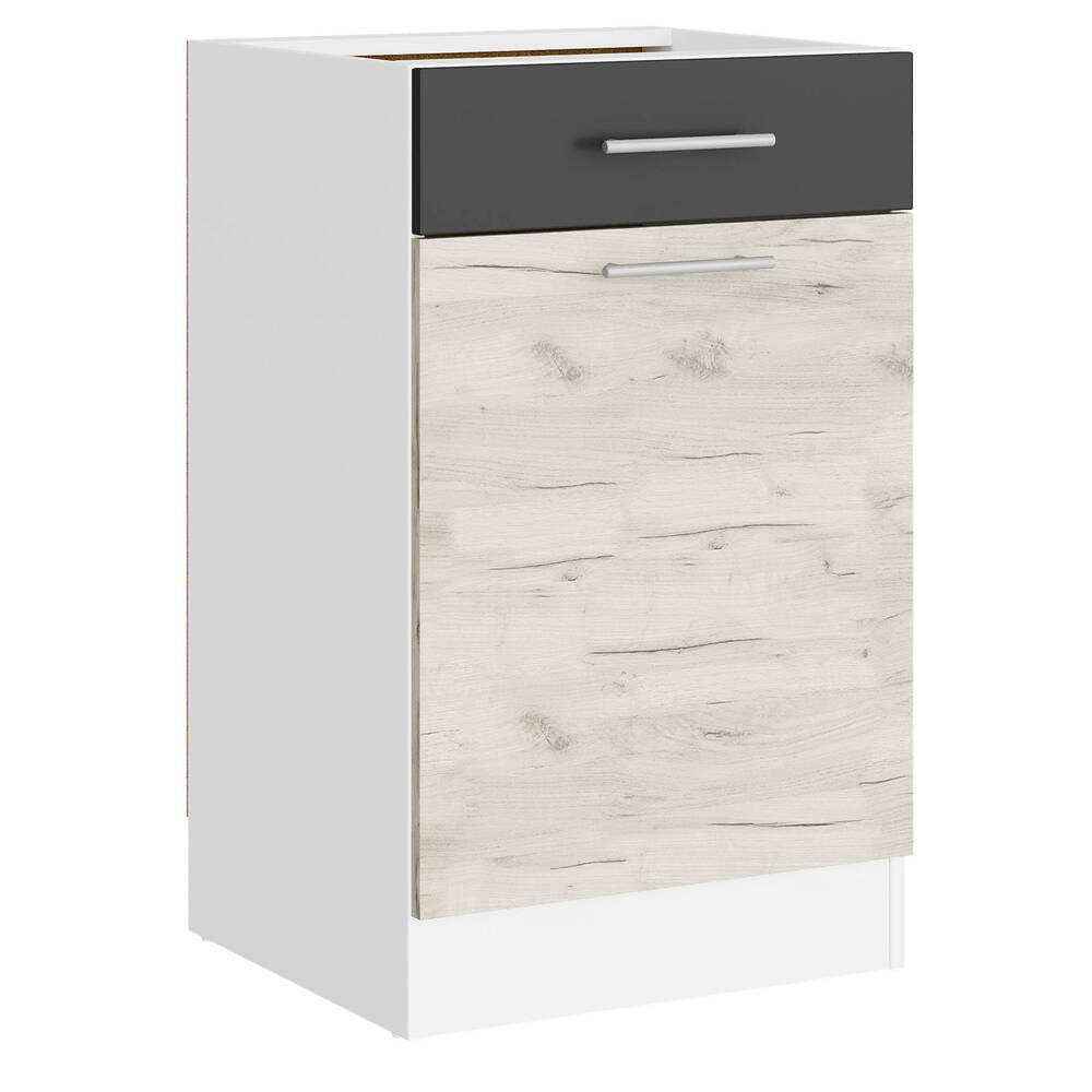 Кухонный модуль нижний с шухлядой Эверест Эко 500 дуб крафт белый/графит/белый (без столешницы) 50х46х82 см (DTM-071029)