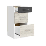 Кухонный модуль на 3 ящика Эверест Эко 400 дуб крафт белый/графит/белый (без столешницы) 40х46х82 см (DTM-071033)