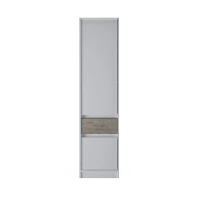 Шкаф-пенал закрыт с полками и ящиком Эверест Стайл-500 50х39х203 см Нимфея Альба (белый)/Дуб крафт серый (DTM-071165)