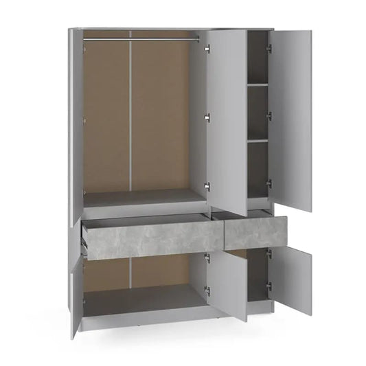 Шкаф распашный для одежды с выдвижными ящиками (полки - штанга) Эверест Стайл-1400 140х53х203 см Кашемир/Бетон (DTM-071164)