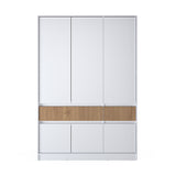 Шкаф распашной для одежды с выдвижными ящиками (полки - штанга) Эверест Стайл-1400 140х53х203 см Нимфея Альба (белый)/Канелла (DTM-073577)