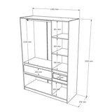 Шкаф распашный для одежды с выдвижными ящиками (полки - штанга) Эверест Стайл-1400 140х53х203 см Нимфея Альба (белый)/Дуб крафт серый (DTM-071163) (DTM-07...