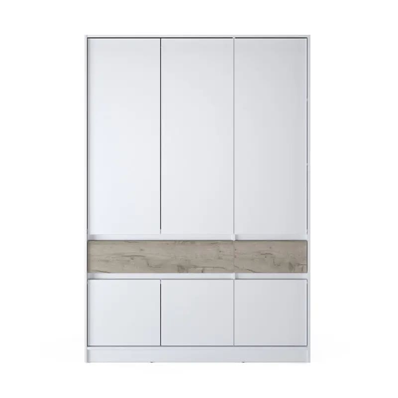 Шкаф распашный для одежды с выдвижными ящиками (полки - штанга) Эверест Стайл-1400 140х53х203 см Нимфея Альба (белый)/Дуб крафт серый (DTM-071163) (DTM-07...