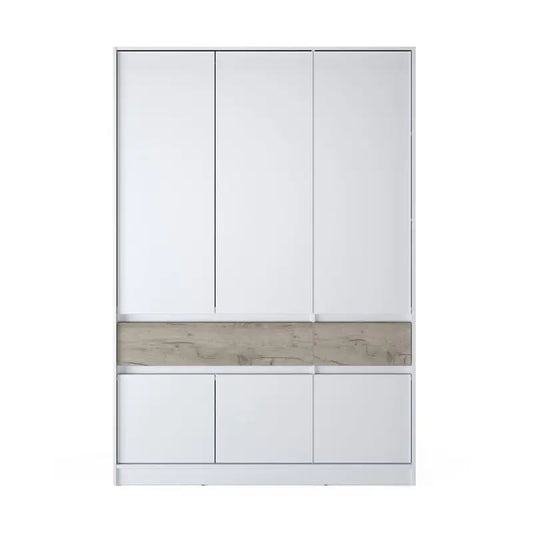 Шкаф распашный для одежды с выдвижными ящиками (полки - штанга) Эверест Стайл-1400 140х53х203 см Нимфея Альба (белый)/Дуб крафт серый (DTM-071163) (DTM-07...