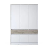 Шкаф распашный для одежды с выдвижными ящиками (полки - штанга) Эверест Стайл-1400 140х53х203 см Нимфея Альба (белый)/Дуб крафт серый (DTM-071163) (DTM-07...