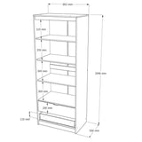 Шкаф для одежды с 2 полками над выдвижными ящиками Эверест Сити-800 80,2х50х204,6 см Дуб сонома/Графит (DTM-071140)