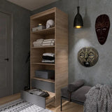 Шкаф для одежды с 2 полками над выдвижными ящиками Эверест Сити-800 80,2х50х204,6 см Дуб сонома/Графит (DTM-071140)