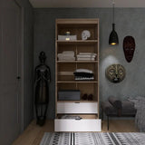 Шкаф для одежды с 2 полками над выдвижными ящиками Эверест Сити-800 80,2х50х204,6 см Дуб сонома/Белый (DTM-071141)