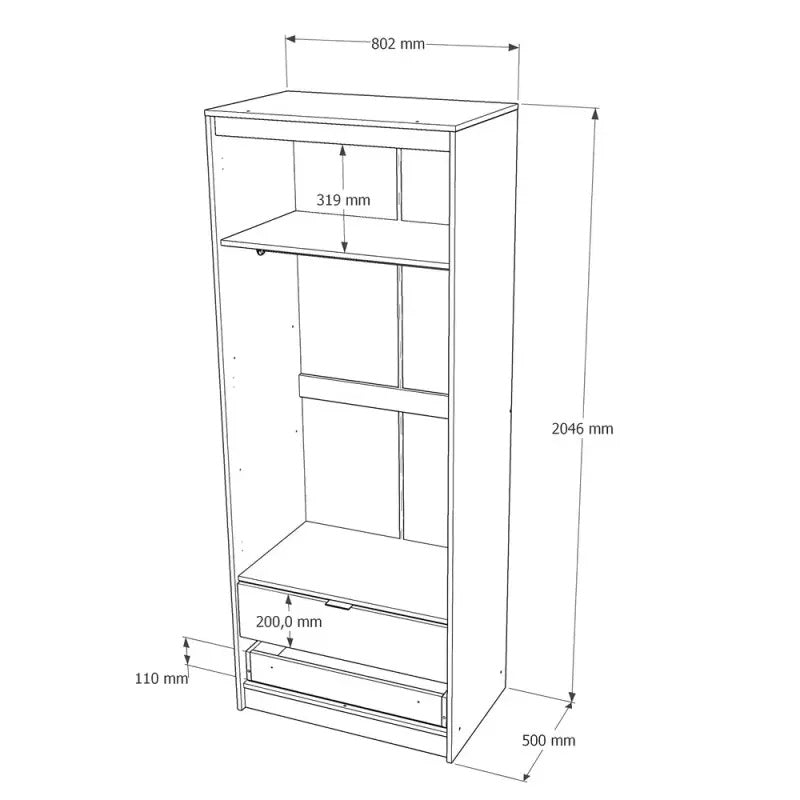 Шкаф для одежды с выдвижными ящиками Эверест Сити-800 80,2х50х204,6 см Дуб сонома/Белый (DTM-071143)