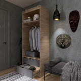 Шкаф для одежды с выдвижными ящиками Эверест Сити-800 80,2х50х204,6 см Дуб сонома/Графит (DTM-071142)