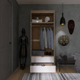 Шкаф для одежды с выдвижными ящиками Эверест Сити-800 80,2х50х204,6 см Дуб сонома/Белый (DTM-071143)