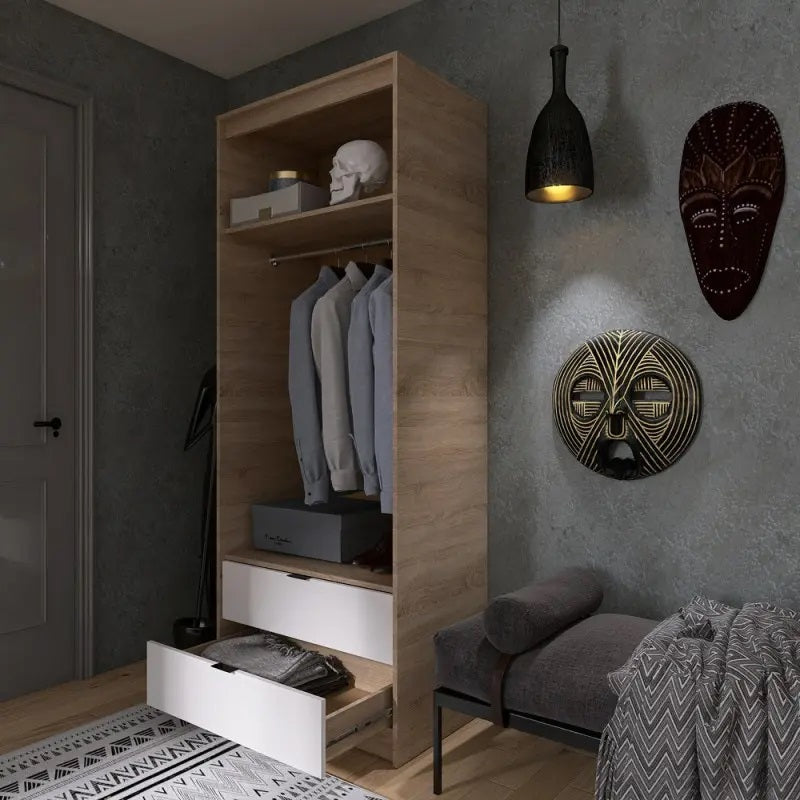 Шкаф для одежды с выдвижными ящиками Эверест Сити-800 80,2х50х204,6 см Дуб сонома/Белый (DTM-071143)