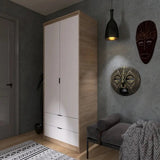 Шкаф для одежды с выдвижными ящиками Эверест Сити-800 80,2х50х204,6 см Дуб сонома/Белый (DTM-071143)