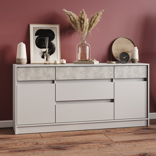 Большой комод с дверью и ящиками Эверест Стайл-1600 160,2х39х75,4 см Кашемир/Бетон (DTM-071159)