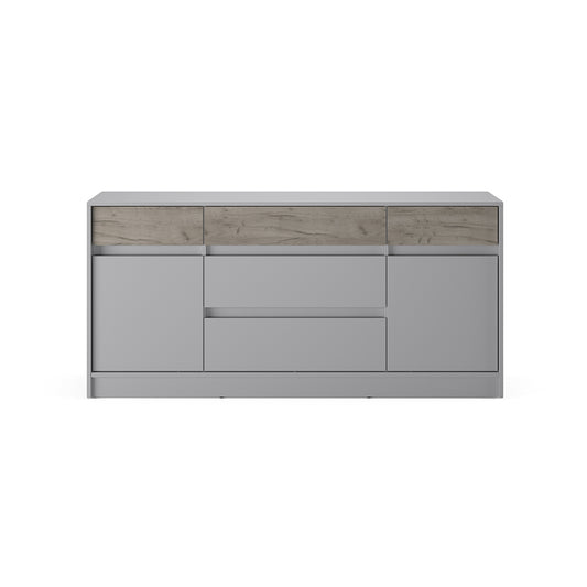 Большой комод с дверью и ящиками Эверест Стайл-1600 160,2х39х75,4 см Кашемир/Дуб крафт серый (DTM-071156)